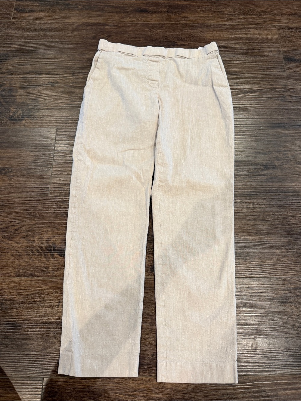 Theory Light Beige Straight-Leg Pants
